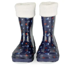 Bottes De Pluie MARINE Fille Motif Coeurs A Enfiler