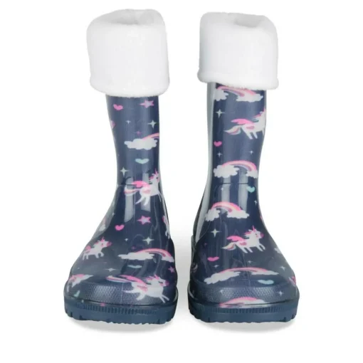 Bottes De Pluie MARINE Fille Motif Licorne A Enfiler