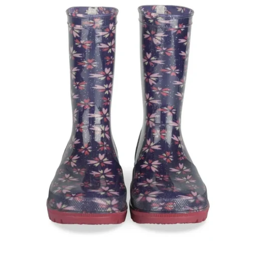 Bottes De Pluie MARINE Fille Motif Fleuri A Enfiler