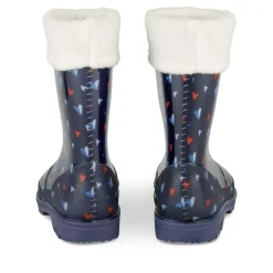 Bottes De Pluie MARINE Fille Motif Coeurs A Enfiler