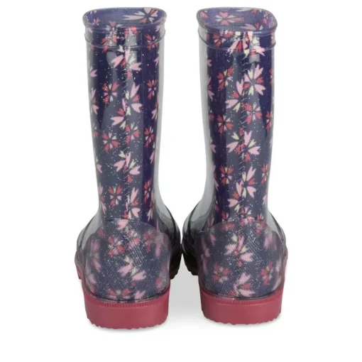Bottes De Pluie MARINE Fille Motif Fleuri A Enfiler