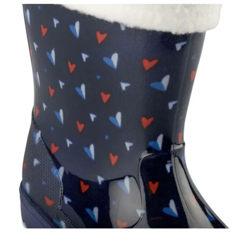 Bottes De Pluie MARINE Fille Motif Coeurs A Enfiler