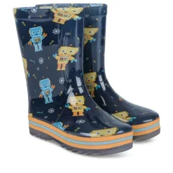 Bottes De Pluie MARINE Garçon Motif Uni A Enfiler