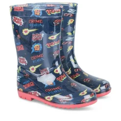 Bottes De Pluie MARINE Garçon Motif Multicolore A Enfiler
