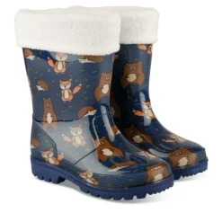 Bottes De Pluie MARINE Garçon Motif Animal A Enfiler