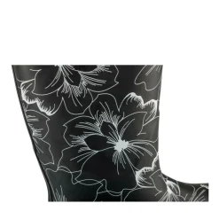 Bottes De Pluie NOIR Femme Motif Fleuri A Enfiler