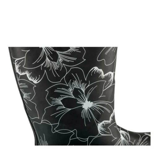 Bottes De Pluie NOIR Femme Motif Fleuri A Enfiler