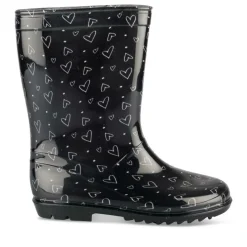 Bottes De Pluie NOIR Fille Motif Coeurs A Enfiler