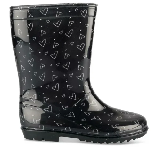 Bottes De Pluie NOIR Fille Motif Coeurs A Enfiler