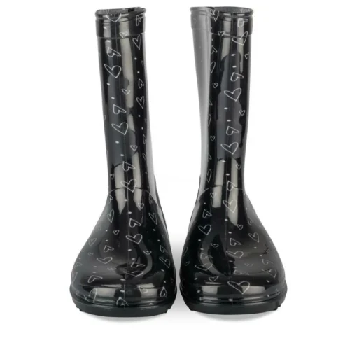 Bottes De Pluie NOIR Fille Motif Coeurs A Enfiler