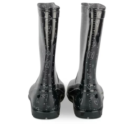 Bottes De Pluie NOIR Fille Motif Coeurs A Enfiler