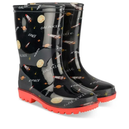 Bottes De Pluie NOIR Garçon Motif Uni A Enfiler