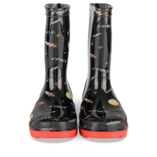 Bottes De Pluie NOIR Garçon Motif Uni A Enfiler