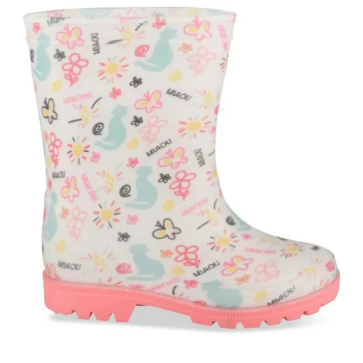 Bottes De Pluie ROSE Fille Motif Animal A Enfiler
