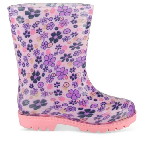 Bottes De Pluie ROSE Fille Motif Fleuri A Enfiler