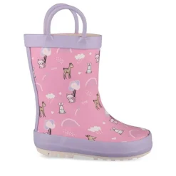 Bottes De Pluie ROSE Fille Motif Animal A Enfiler