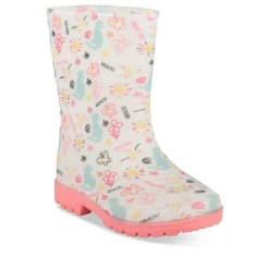 Bottes De Pluie ROSE Fille Motif Animal A Enfiler