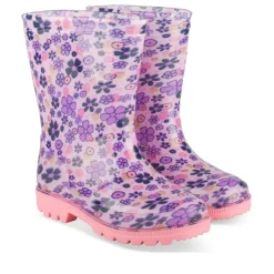 Bottes De Pluie ROSE Fille Motif Fleuri A Enfiler