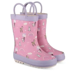 Bottes De Pluie ROSE Fille Motif Animal A Enfiler