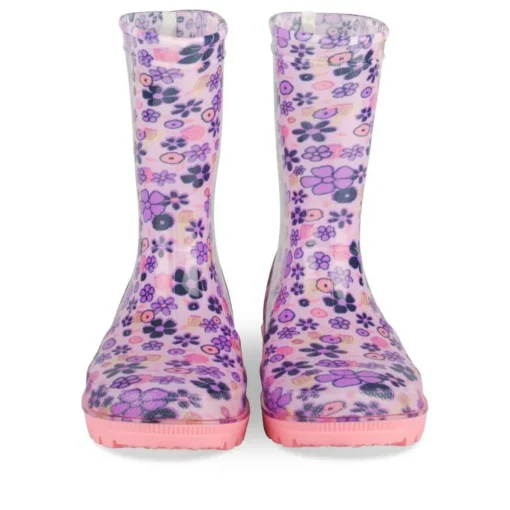 Bottes De Pluie ROSE Fille Motif Fleuri A Enfiler