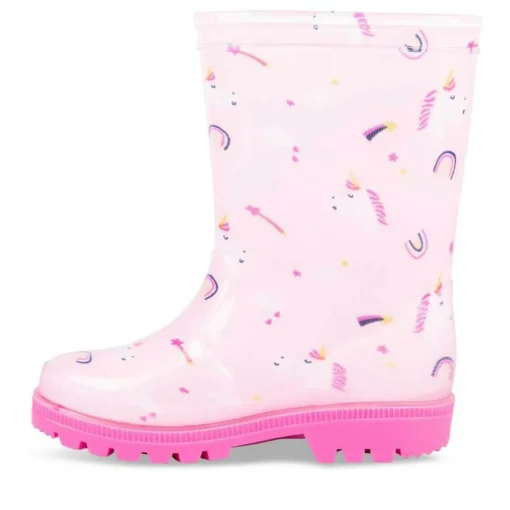 Bottes De Pluie ROSE Fille Motif Licorne A Enfiler