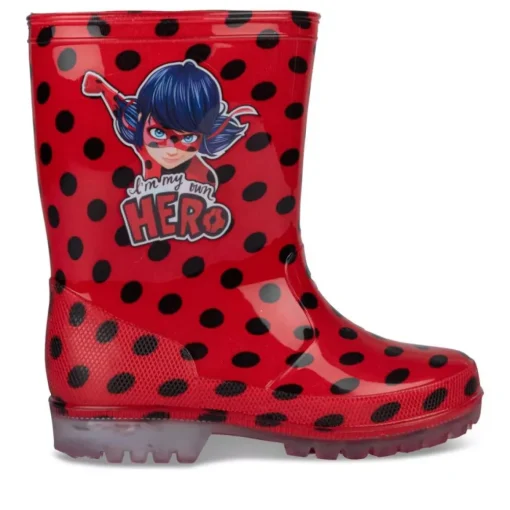 Bottes De Pluie ROUGE Fille Motif A Pois A Enfiler