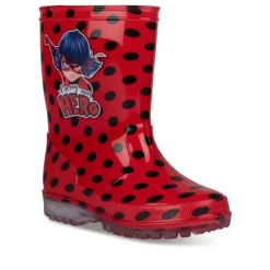 Bottes De Pluie ROUGE Fille Motif A Pois A Enfiler