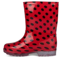 Bottes De Pluie ROUGE Fille Motif A Pois A Enfiler