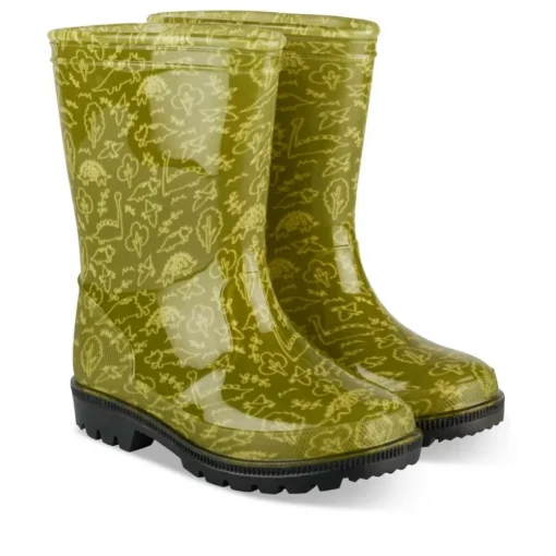 Bottes De Pluie VERT Garçon Motif Dinosaure A Enfiler