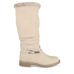 Bottes Fourré BEIGE Femme Motif Uni Fermeture éclair