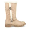 Bottes Fourré BEIGE Femme Motif Uni Fermeture éclair