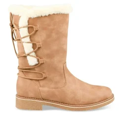 Bottes Fourré BEIGE Femme Motif Uni Fermeture éclair