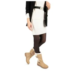 Bottes Fourré BEIGE Femme Motif Uni Fermeture éclair