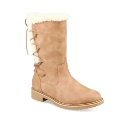 Bottes Fourré BEIGE Femme Motif Uni Fermeture éclair