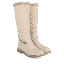 Bottes Fourré BEIGE Femme Motif Uni Fermeture éclair
