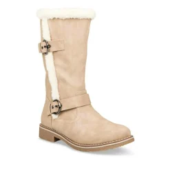 Bottes Fourré BEIGE Femme Motif Uni Fermeture éclair