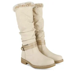 Bottes Fourré BEIGE Femme Motif Fausse Fourrure Fermeture éclair