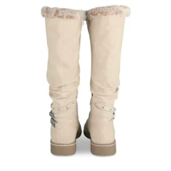 Bottes Fourré BEIGE Femme Motif Uni Fermeture éclair
