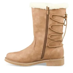 Bottes Fourré BEIGE Femme Motif Uni Fermeture éclair