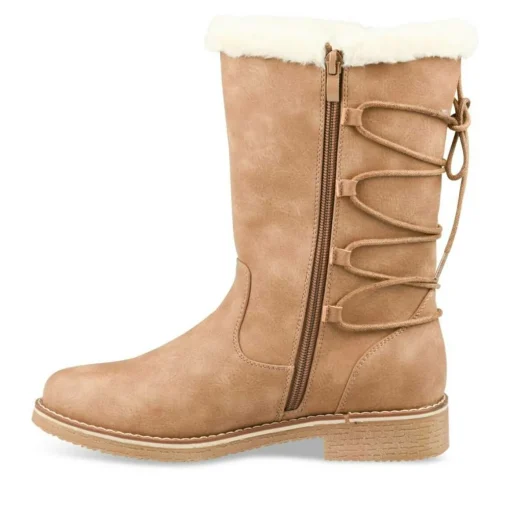 Bottes Fourré BEIGE Femme Motif Uni Fermeture éclair