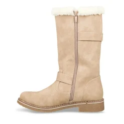 Bottes Fourré BEIGE Femme Motif Uni Fermeture éclair