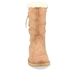 Bottes Fourré BEIGE Femme Motif Uni Fermeture éclair
