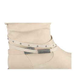Bottes Fourré BEIGE Femme Motif Uni Fermeture éclair