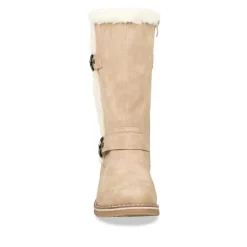 Bottes Fourré BEIGE Femme Motif Uni Fermeture éclair