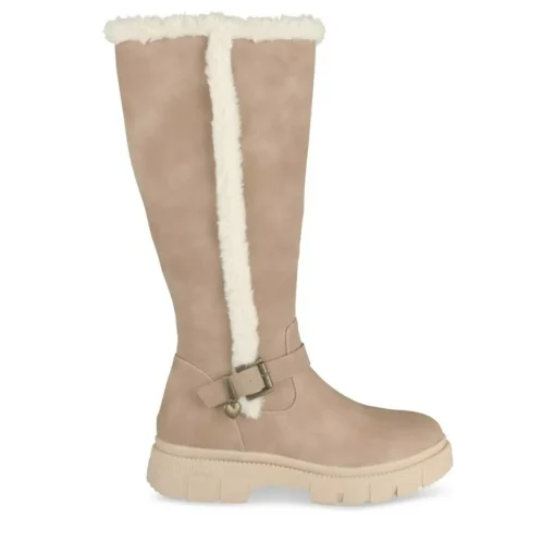 Bottes Fourré BEIGE Fille Motif Uni Fermeture éclair