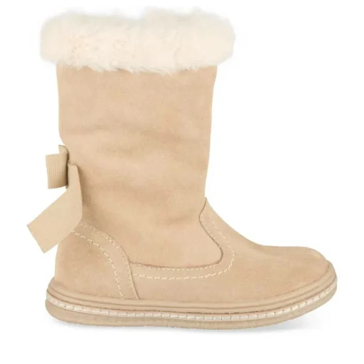 Bottes Fourré BEIGE Fille CUIR Motif Uni A Enfiler