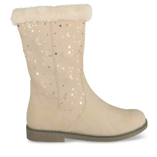 Bottes Fourré BEIGE Fille Motif Uni Fermeture éclair
