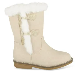 Bottes Fourré BEIGE Fille Motif Coeurs Fermeture éclair