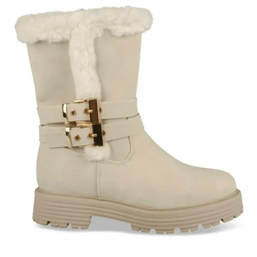 Bottes Fourré BEIGE Fille Motif Fausse Fourrure Fermeture éclair