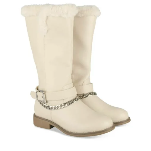 Bottes Fourré BEIGE Fille Motif Fausse Fourrure Fermeture éclair